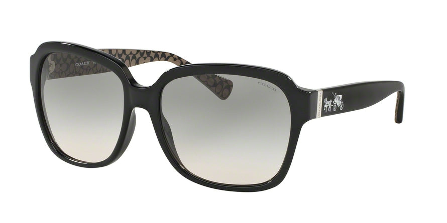 Coach L1603 HC8185F Square Sunglasses  526111-BLACK/BLACK MILITARY SIG C 58-16-140 - Color Map black