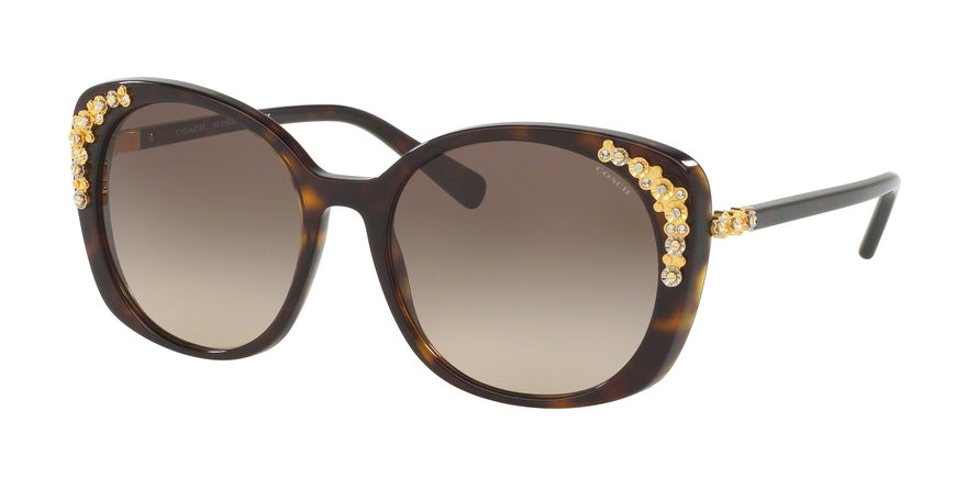 Coach L1595 HC8186B Cat Eye Sunglasses  5120D0-DARK TORTOISE 56-19-140 - Color Map havana