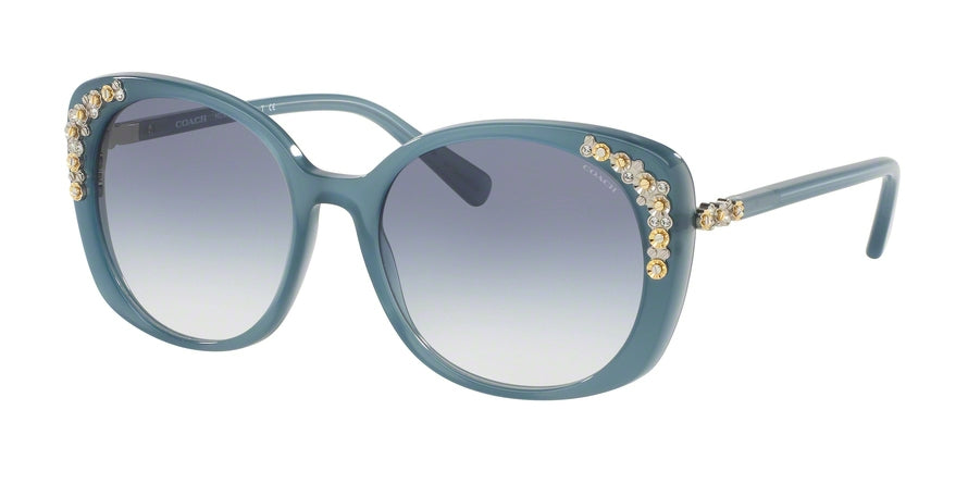 Coach HC8186B Cat Eye Sunglasses  539979-MILKY BLUE 56-19-140 - Color Map blue