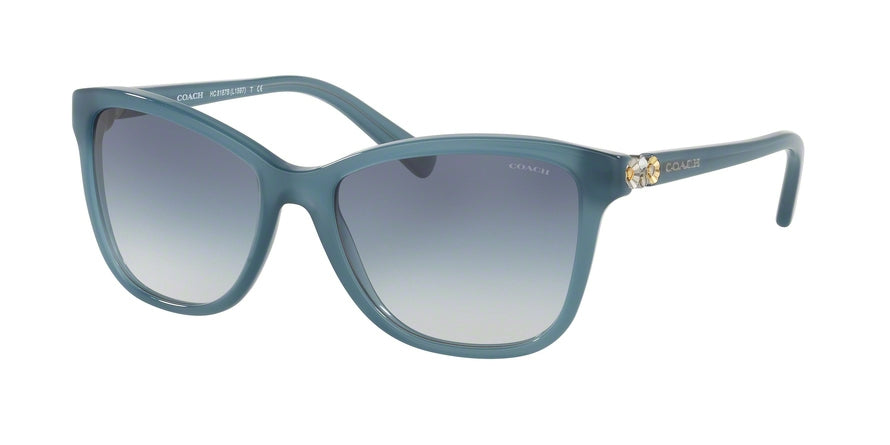 Coach HC8187BF Rectangle Sunglasses  539979-MILKY BLUE 54-17-135 - Color Map blue