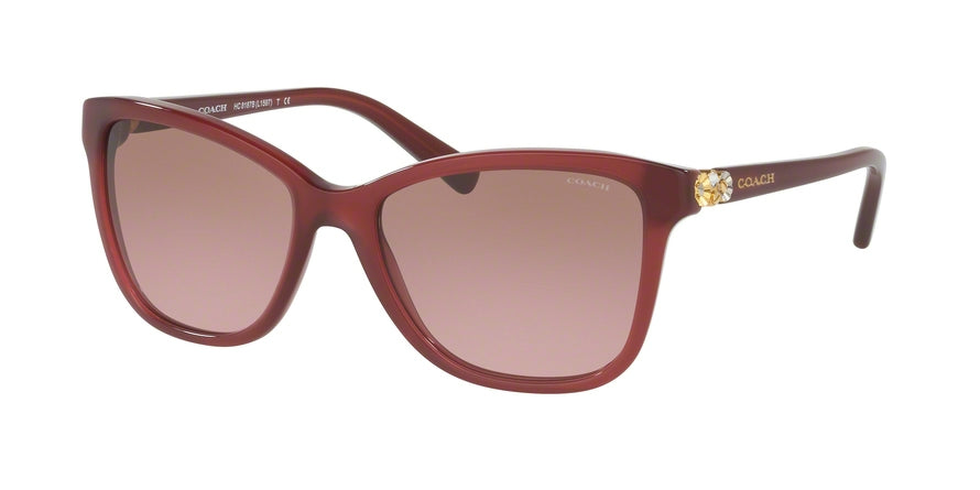 Coach L1597 HC8187B Rectangle Sunglasses  539814-MILKY BLACK CHERRY 54-17-135 - Color Map bordeaux