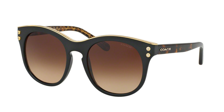 Coach L1611 HC8190 Phantos Sunglasses  542113-BLACK/DARK TORT GOLD SIG C 51-19-140 - Color Map havana