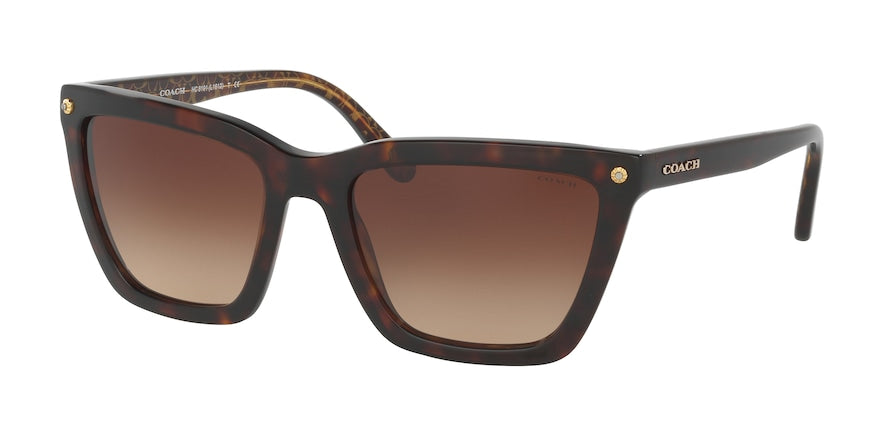 Coach HC8191F Square Sunglasses  539413-DARK TORT/DARK TORT GOLD SIG C 56-19-140 - Color Map havana