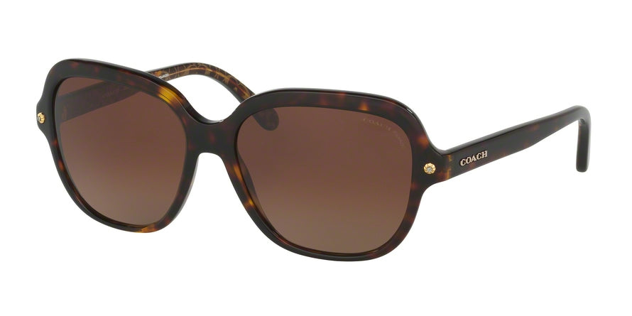 Coach L1613 HC8192 Square Sunglasses  5394T5-DARK TORT/DARK TORT GOLD SIG C 56-15-140 - Color Map havana