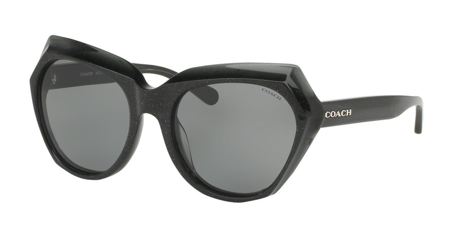 Coach L1615 HC8193 Cat Eye Sunglasses  542487-DARK GREY GLITTER 55-19-140 - Color Map grey