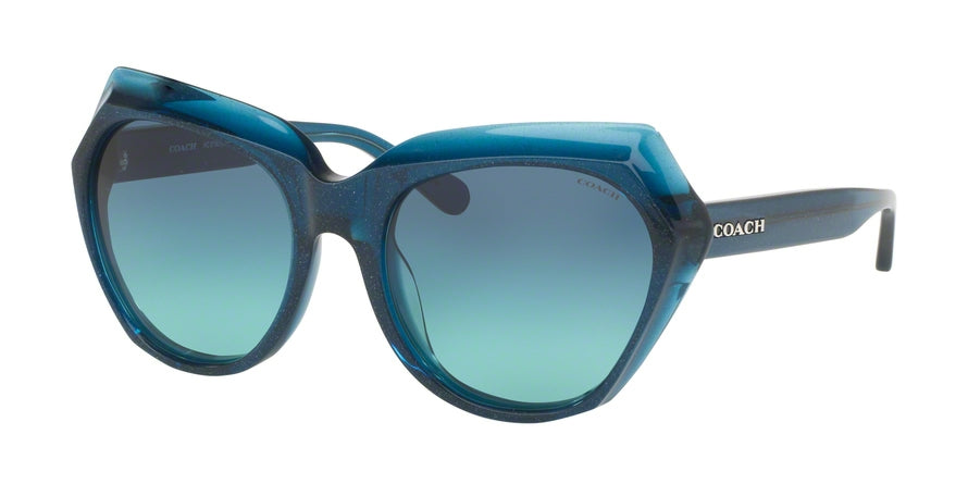 Coach L1615 HC8193 Cat Eye Sunglasses  54274S-TEAL GLITTER 55-19-140 - Color Map blue