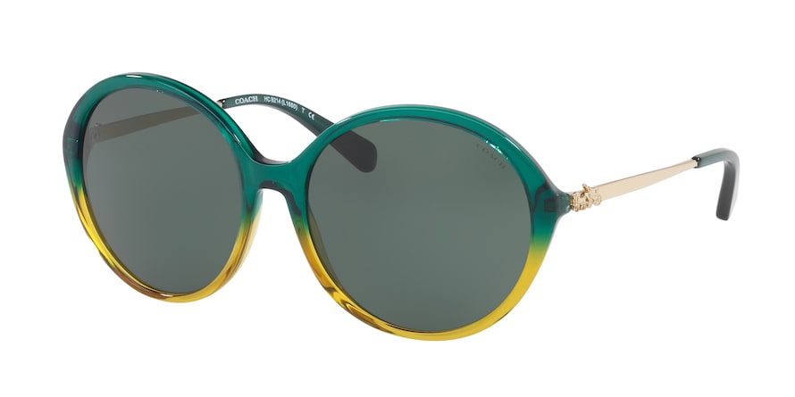 Coach L1650 HC8214 Round Sunglasses  547271-EMERALD MUSTARD GRADIENT 56-16-140 - Color Map green