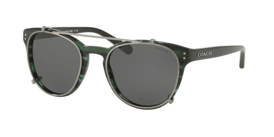 Coach L1652 HC8216 Phantos Sunglasses  547687-EMERALD GLITTER VARSITY STRIPE 51-19-135 - Color Map blue