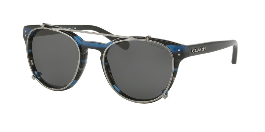 Coach L1652 HC8216 Phantos Sunglasses  547787-BLUE GLITTER VARSITY STRIPE 51-19-135 - Color Map blue