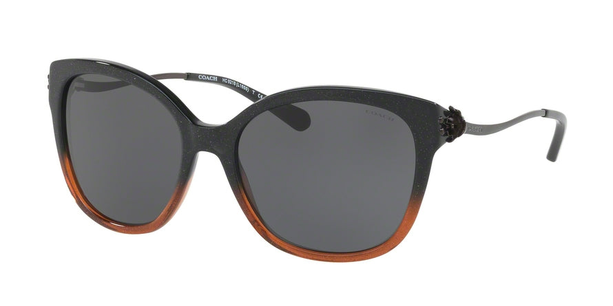 Coach L1655 HC8218 Square Sunglasses  547587-BLACK AMBER GLITTER GRADIENT 57-17-135 - Color Map black