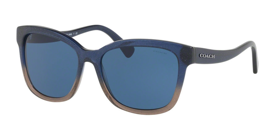 Coach HC8219F Square Sunglasses  547480-DENIM TAUPE GLITTER GRADIENT 56-16-140 - Color Map blue