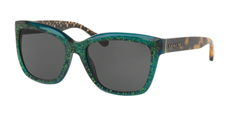 Coach L1007 HC8230F Square Sunglasses  550687-EMERLAD CHUNKY GLITTER 57-18-140 - Color Map multicolor