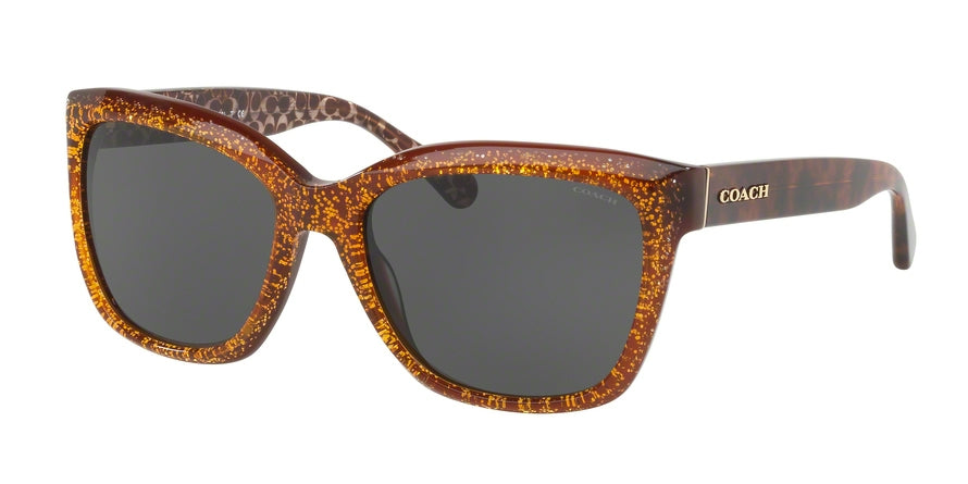 Coach L1006 HC8230 Square Sunglasses  550487-AMBER CHUNKY GLITTER 57-18-140 - Color Map amber