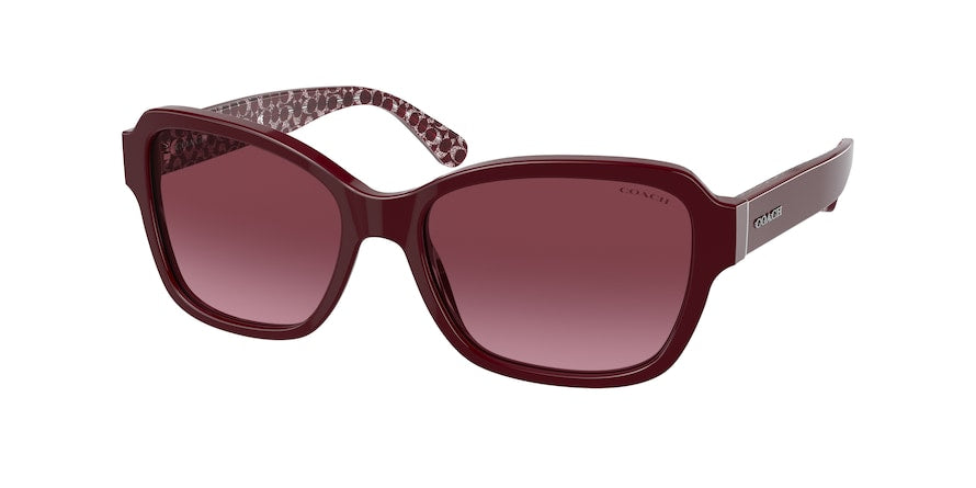 Coach L1011 HC8232F Rectangle Sunglasses  50298H-BURGUNDY SIG C GLITTER 56-17-140 - Color Map bordeaux