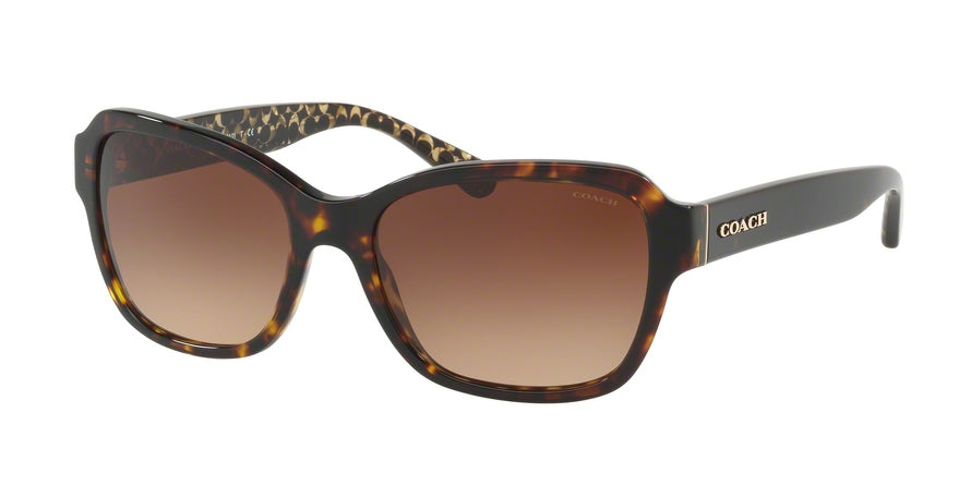 Coach L1011 HC8232F Rectangle Sunglasses  550713-DARK TORTOISE 56-17-140 - Color Map havana
