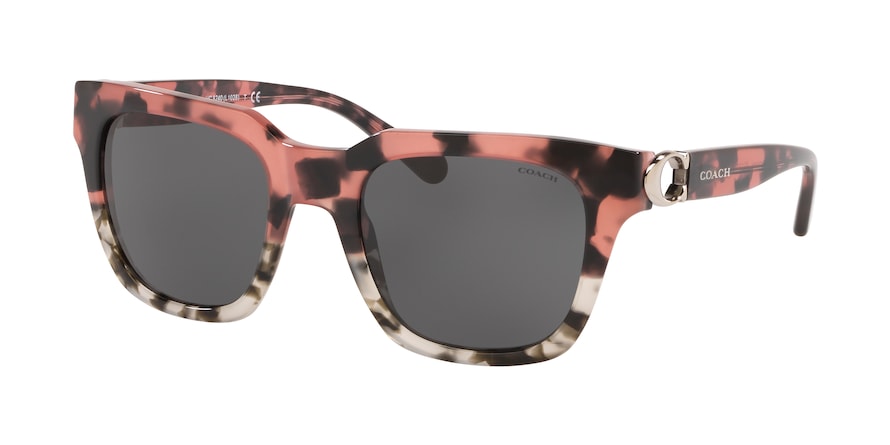 Coach L1028 HC8240 Square Sunglasses  556087-PINK TORT ON BOTTOM / GRAY TOR 52-21-140 - Color Map multi