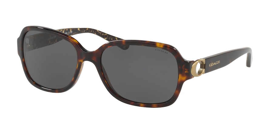 Coach L1032 HC8241F Rectangle Sunglasses  550787-DARK TORTOISE 57-17-140 - Color Map brown