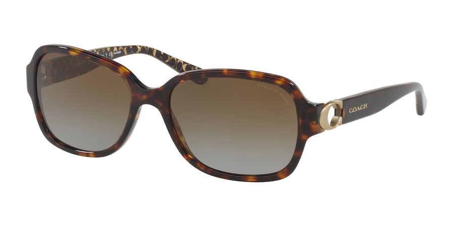 Coach L1032 HC8241F Rectangle Sunglasses  5507T5-DARK TORTOISE 57-17-140 - Color Map brown