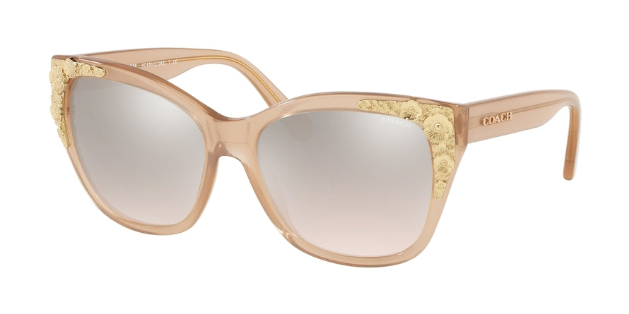 Coach L1044 HC8244F Square Sunglasses  55238Z-MILKY PINK CHAMPAGNE 56-17-140 - Color Map pink