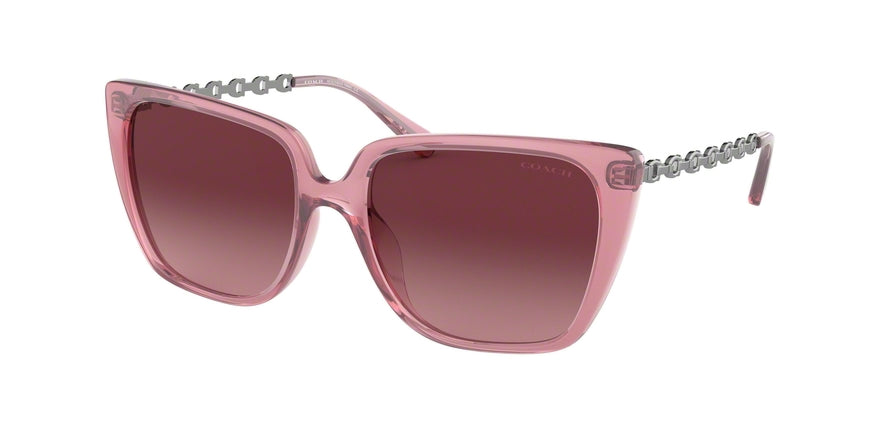 Coach L1066 HC8256U Square Sunglasses  55358H-TRANSPARENT PURPLE 55-17-140 - Color Map purple