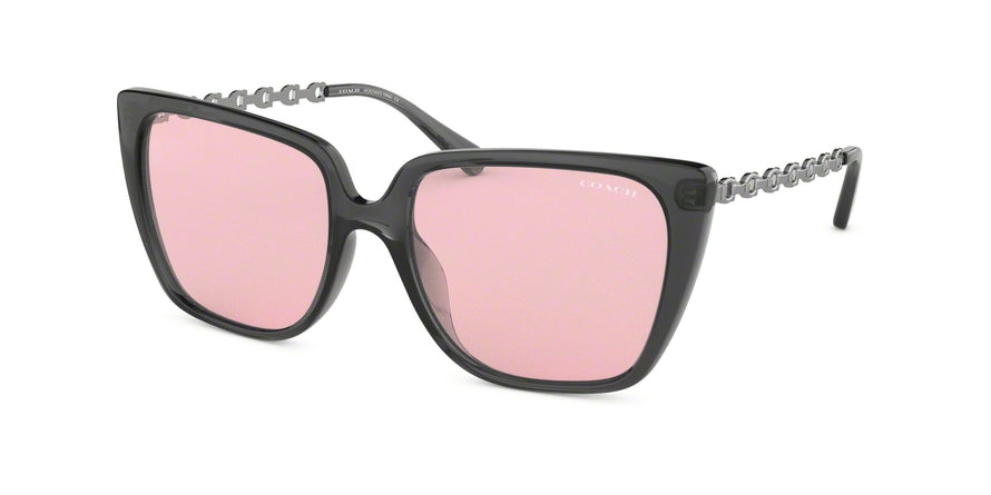 Coach L1066 HC8256U Square Sunglasses  55370E-TRANSPARENT GRAY 55-17-140 - Color Map grey