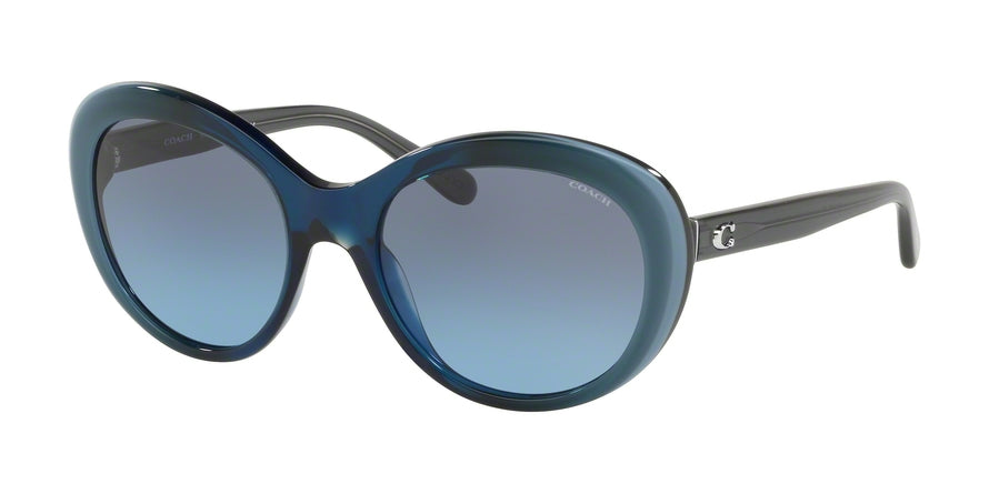 Coach L1061 HC8259 Oval Sunglasses  55338F-BLUE LAMINATE 54-19-140 - Color Map blue