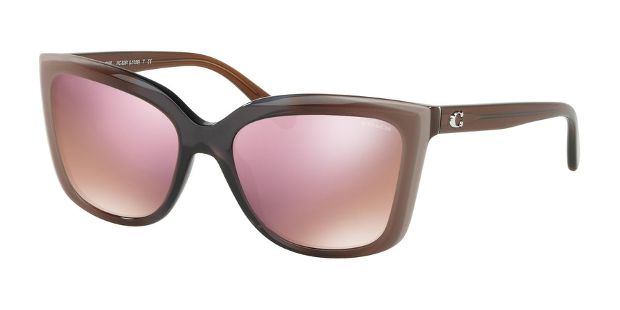 Coach L1059 HC8261 Square Sunglasses  55345R-TAUPE LAMINATE 56-18-140 - Color Map light brown