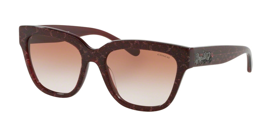 Coach L1076 HC8262F Square Sunglasses  554513-BURGUNDY GLITTER SIG C FACING 55-18-140 - Color Map burgundy