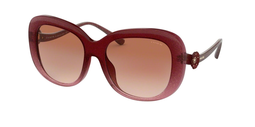 Coach L1091 HC8263U Square Sunglasses  555113-PINK GRADIENT WITH GLITTER 55-17-140 - Color Map pink