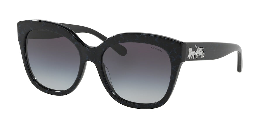 Coach L1077 HC8264F Square Sunglasses  55468G-BLUE GLITTER SIG C FACING OUT 56-17-140 - Color Map black