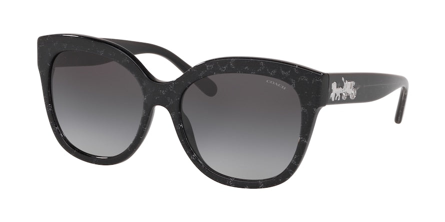 Coach L1077 HC8264F Square Sunglasses  55728G-BLACK WITH SILVER GLITTER FACI 56-17-140 - Color Map black