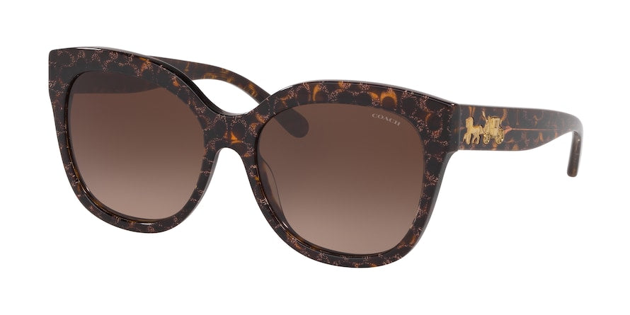 Coach L1077 HC8264F Square Sunglasses  557313-TORTOISE WITH PINK GLITTER FAC 56-17-140 - Color Map havana