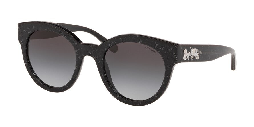 Coach L1078 HC8265F Round Sunglasses  55728G-BLACK WITH SILVER GLITTER FACI 52-21-140 - Color Map black