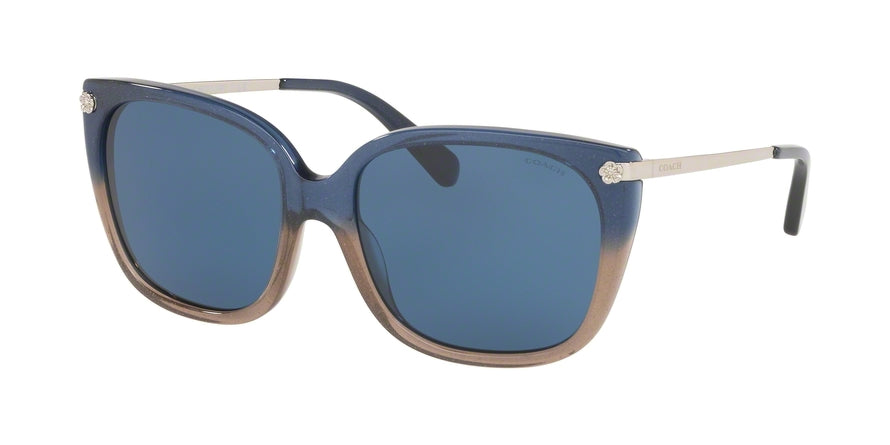 Coach L1098 HC8272F Square Sunglasses  548980-DENIM GLITTER GRADIENT 56-17-140 - Color Map light blue