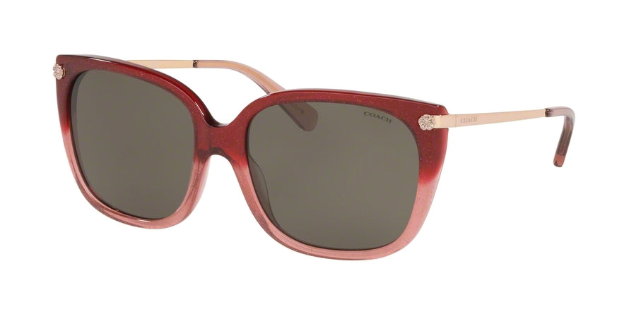 Coach L1098 HC8272F Square Sunglasses  55513-BURGUNDY GLITTER GRADIENT 56-17-140 - Color Map purple/reddish