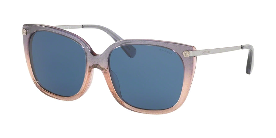 Coach L1098 HC8272F Square Sunglasses  55547N-VIOLET GLITTER GRADIENT 56-17-140 - Color Map violet