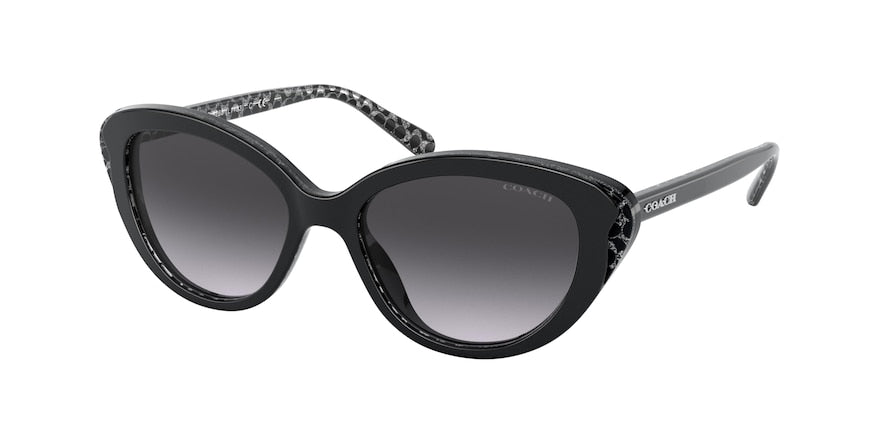 Coach L1133 HC8288 Cat Eye Sunglasses  55828G-BLACK GLITTER SIG C 52-17-140 - Color Map black