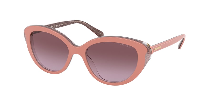 Coach L1133 HC8288 Cat Eye Sunglasses  55858H-DUSTY ROSE GLITTER SIG C 52-17-140 - Color Map rose
