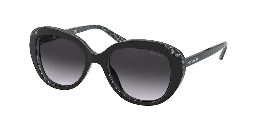 Coach L1134 HC8289 Round Sunglasses  55828G-BLACK GLITTER SIG C 53-18-140 - Color Map black