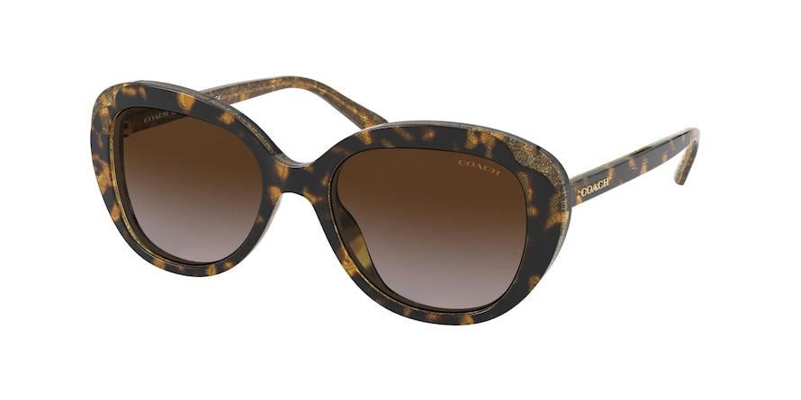 Coach L1134 HC8289 Round Sunglasses  558313-TORTOISE GLITTER SIG C 53-18-140 - Color Map tortoise