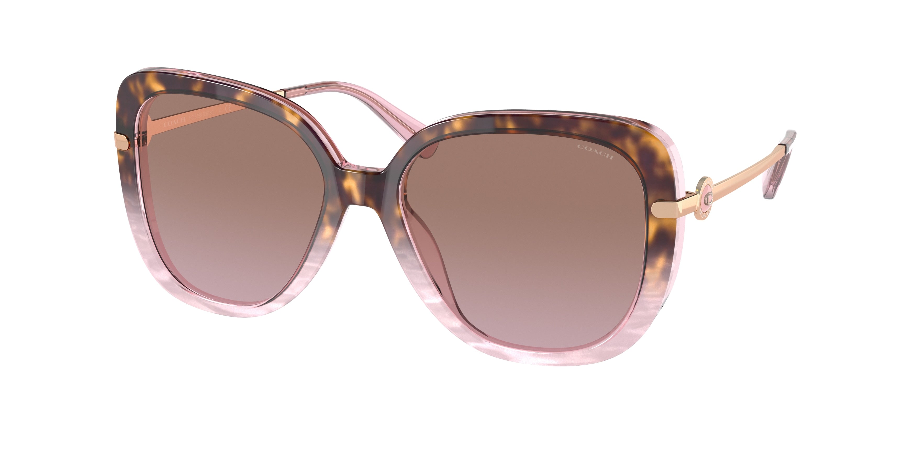 Coach C6180 HC8320 Square Sunglasses  56505M-Rose Tortoise Gradient 55-140-17 - Color Map Pink