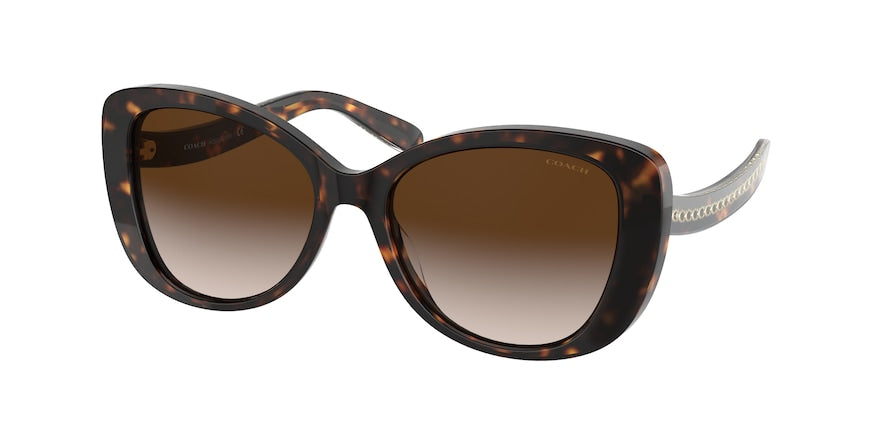 Coach C6184 HC8322F Rectangle Sunglasses  51203B-DARK TORTOISE 56-17-140 - Color Map havana