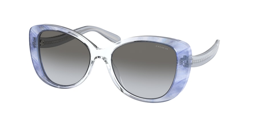 Coach C6184 HC8322F Rectangle Sunglasses  56553C-TRANSPARENT BLUE OMBRE 56-17-140 - Color Map blue