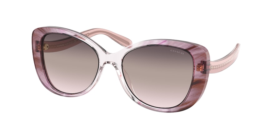 Coach C6184 HC8322F Rectangle Sunglasses  5656U8-TRANSPARENT PINK OMBRE 56-17-140 - Color Map pink