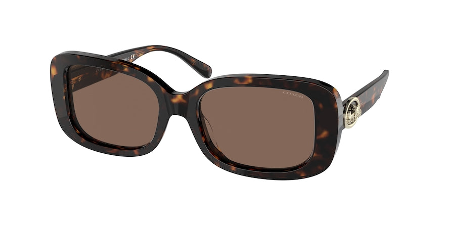 Coach C6187 HC8330F Rectangle Sunglasses  512073-DARK TORTOISE 56-18-140 - Color Map havana