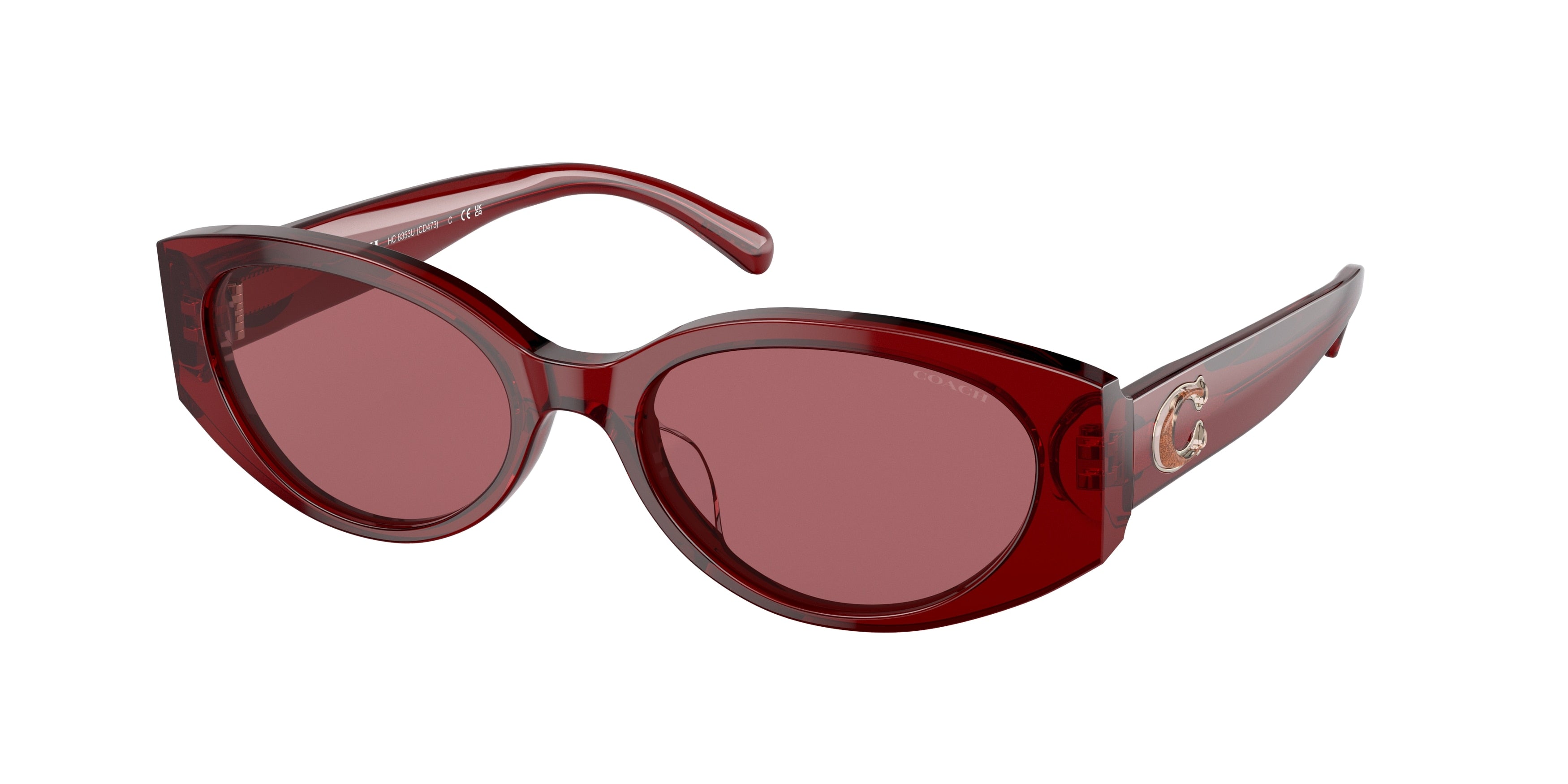 Coach CD473 HC8353U Oval Sunglasses  571369-Transparent Red 54-140-18 - Color Map Red