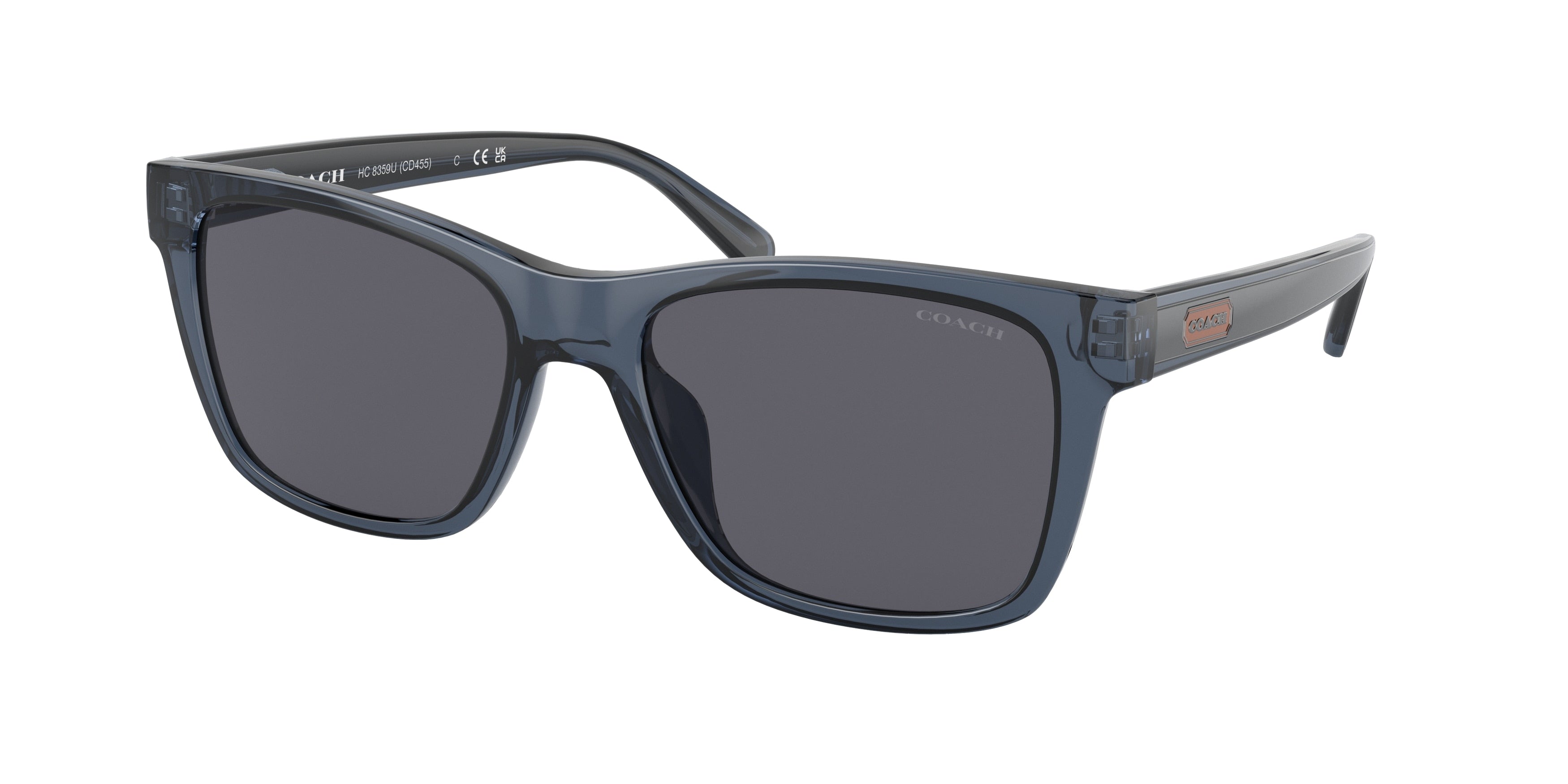 Coach CD455 HC8359U Square Sunglasses  570787-Transparent Dark Navy 56-145-18 - Color Map Blue