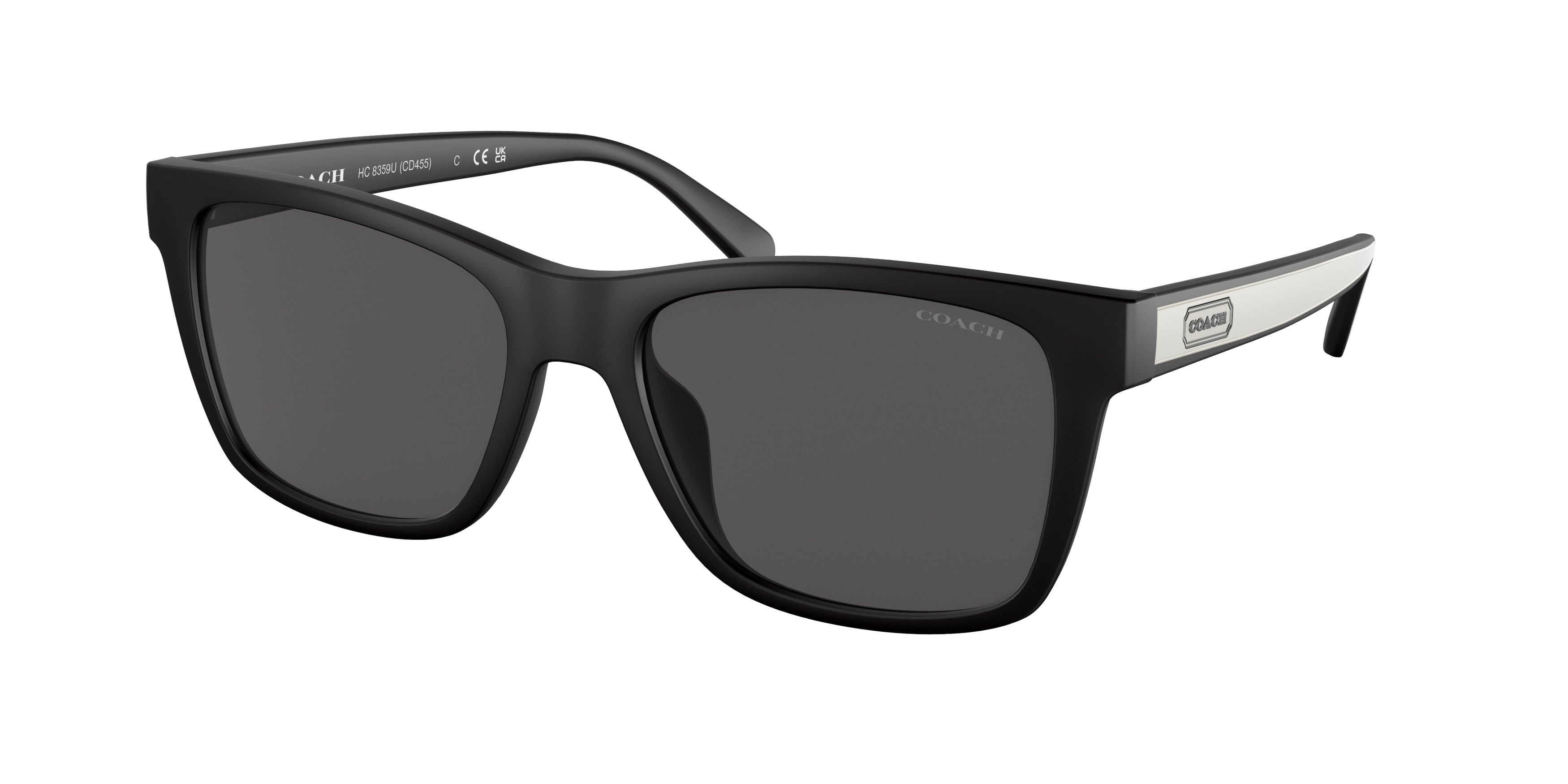 Coach CD455 HC8359U Square Sunglasses  572087-Rubber Black 56-145-18 - Color Map Black