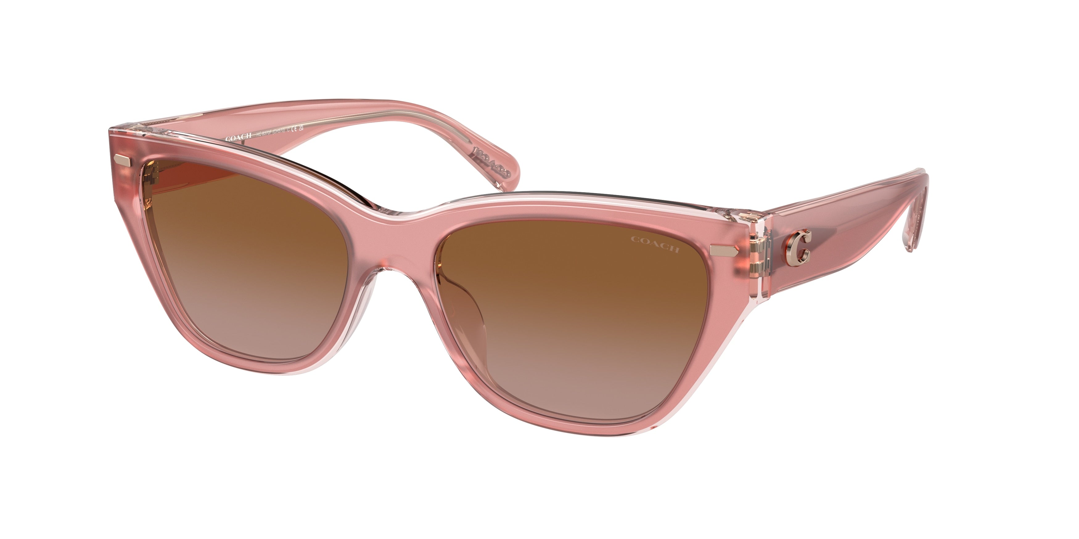 Coach CH660 HC8370F Cat Eye Sunglasses  574313-Milky Pink/Transparent Pink 56-145-16 - Color Map Pink