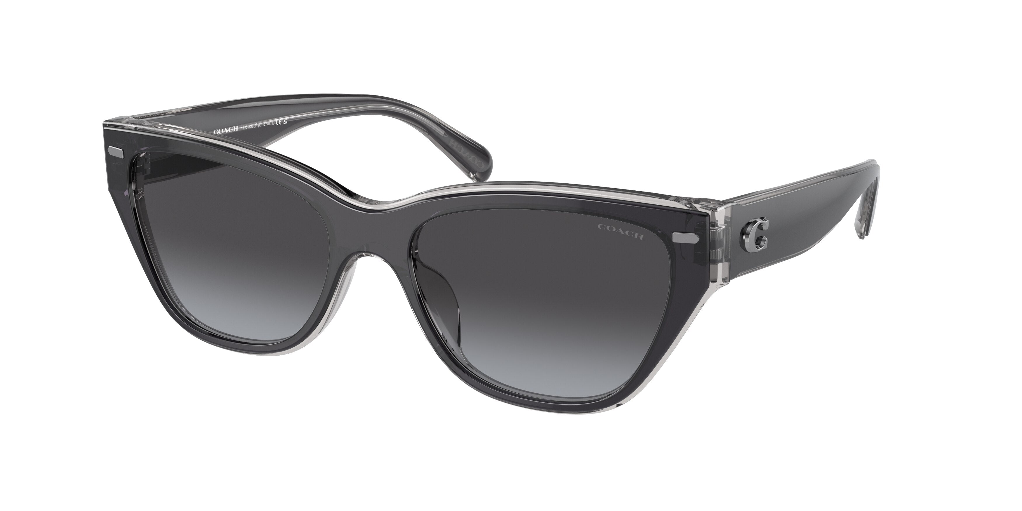 Coach CH660 HC8370F Cat Eye Sunglasses  57458G-Black/Transparent Grey 56-145-16 - Color Map Black